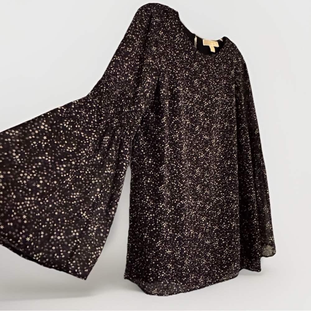 Michael Kors Purple Shooting Star Blouse Bell Sleeve NWT